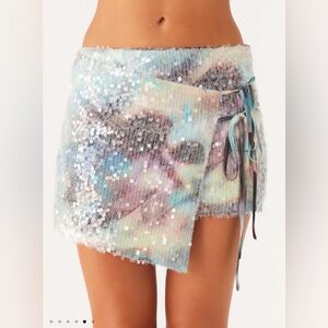 Peppermayo - Loranza Sequin Mini Skirt - Sea Splash